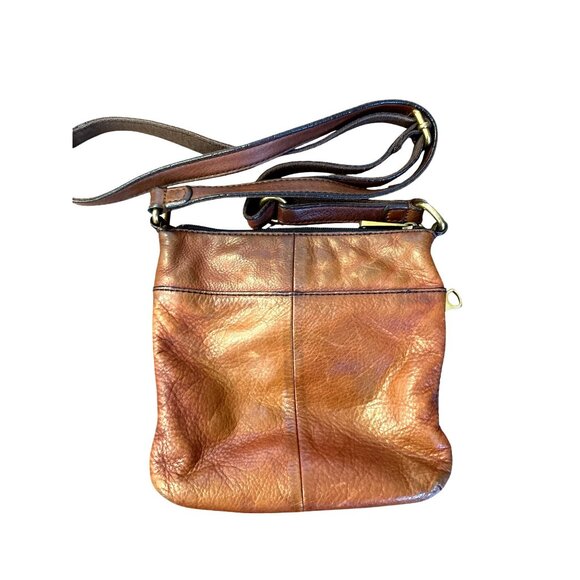 Fossil Genuine Leather Crossbody Bag Brown Soft Cowhide Purse Minimalist Travel - Picture 2 of 12